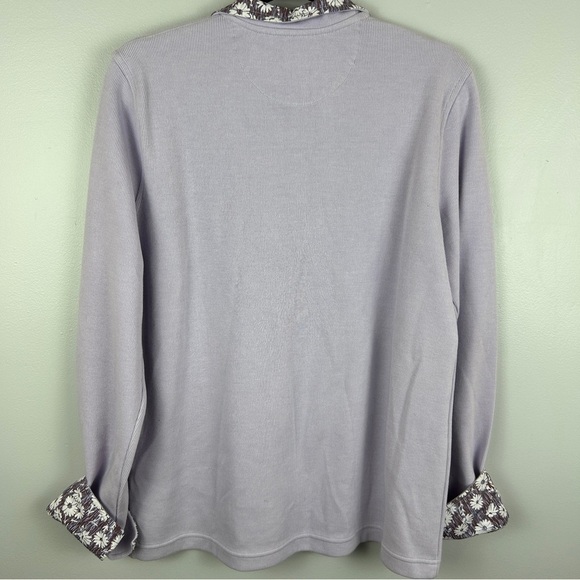 Orvis Casual Floral Trim Long Sleeve Quarter Zip Cotton Sweater Large Lilac NWT - Picture 11 of 12